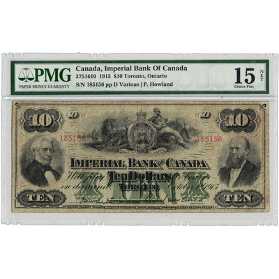 $10 1915 Imperial Bank of Canada Chartered Note #375-16-10 - PMG F-15 Net