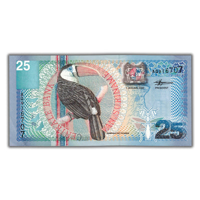 SOLD Suriname 2000 25 Gulden Note P #148 - AU/UNC
