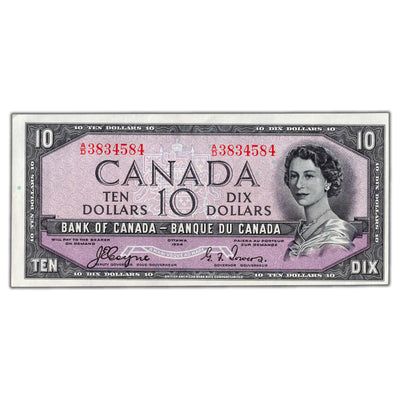 SOLD $10 1954 Bank of Canada Note Devil Face Coyne-Towers A/D Prefix BC-32a - AU/UNC