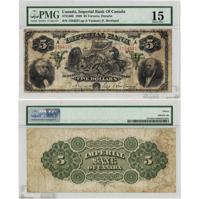 $5 1920 Imperial Bank of Canada Chartered Note #375-16-06 - PMG F-15