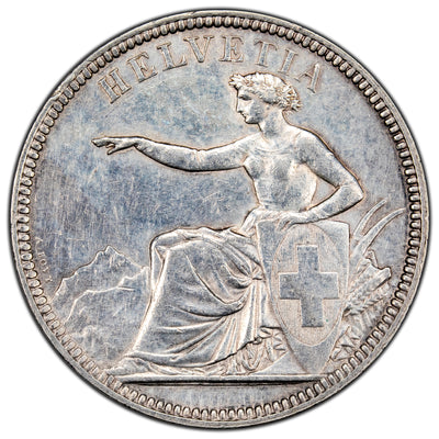 SOLD Switzerland 1874-B Medallic Alignment 5 Francs Silver Coin - Hairlines