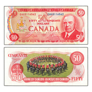 SOLD $50 1975 Bank of Canada Note Crow-Bouey EHH Prefix BC-51b - VF/EF