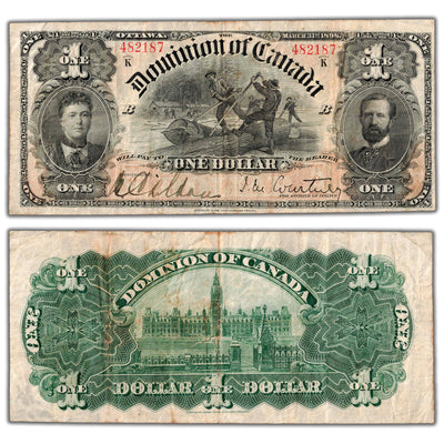 $1 1898 Dominion of Canada Note Courtney Series K DC-13b - F/VF