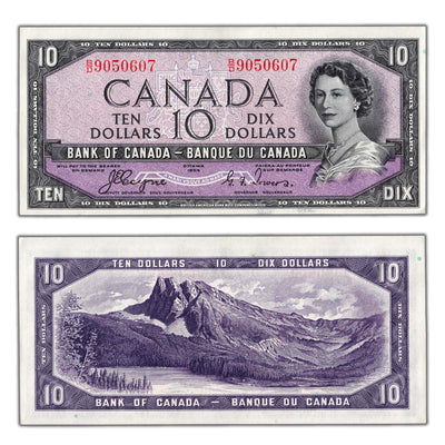 SOLD $10 1954 Bank of Canada Note Devil Face Coyne-Towers B/D Prefix BC-32a - AU+