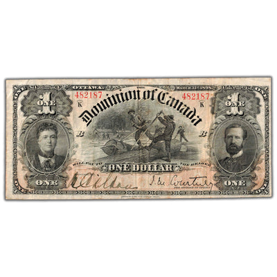$1 1898 Dominion of Canada Note Courtney Series K DC-13b - F/VF