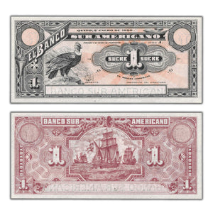 SOLD Ecuador El Banco Sur Americano 1920 One Sucre Remainder Note P #S251