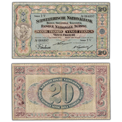 SOLD Switzerland 1916 20 Twenty Franken Note P #12c