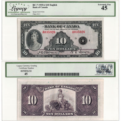 $10 1935 Bank of Canada Note English Text BC-7 - Legacy EF-45