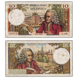 SOLD France 1965 10 Ten Francs Note P #147a - Circulated (pinholes)