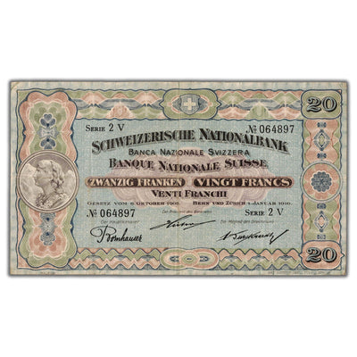 SOLD Switzerland 1916 20 Twenty Franken Note P #12c