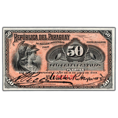 Paraguay 1903 50 Centavos Note P #105b - Abt. EF