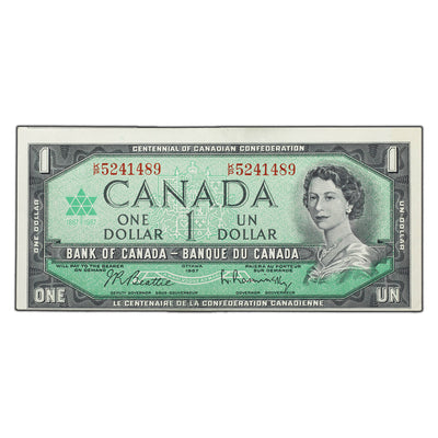 SOLD $1 1967 Bank of Canada Note K/P Prefix - Minor Cutting Error
