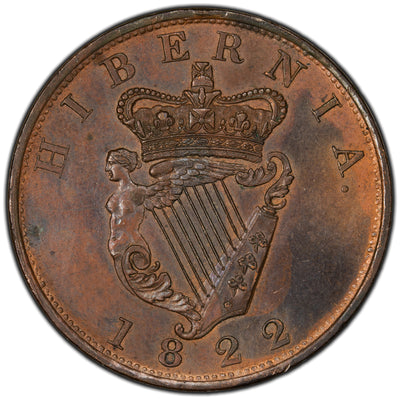 SOLD Ireland Hibernia 1822 1 One Penny Coin - EF+