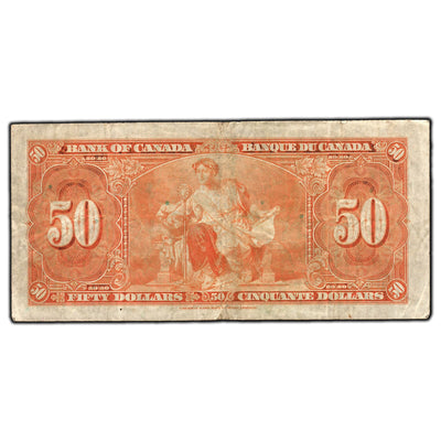 SOLD $50 1937 Bank of Canada Note Gordon-Towers B/H Prefix BC-26b