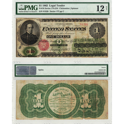 United States 1862 $1 Legal Tender Note Fr. 16 - PMG F-12 Net