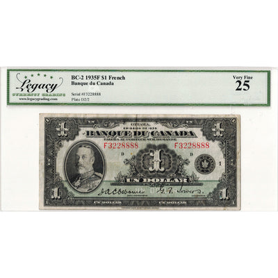 $1 1935 Banque du Canada Note French Text BC-2 - Legacy VF-25