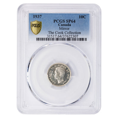 SOLD Canada 1937 10 Cents Dime Silver Coin - PCGS Mirror Specimen SP-64