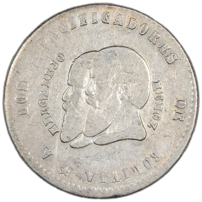 Bolivia 1865 1/2 Melgarejo Silver Coin