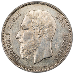 SOLD Belgium 1868 5 Francs Silver Coin KM #24
