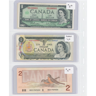 $1-2 1967-86 Bank of Canada Notes Replacements - Lot of 6 - Retail $54.5