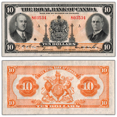 SOLD $10 1935 Royal Bank of Canada Chartered Note #630-18-04a - UNC