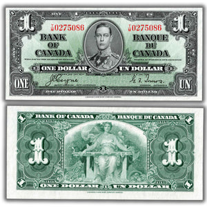 SOLD $1 1937 Bank of Canada Note Coyne-Towers T/M Prefix BC-21d - EF/AU