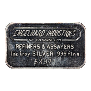 SOLD Engelhard Industries 1oz .999 Fine Silver Bar - 5 Digit Serial