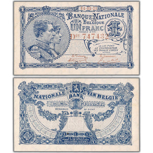 SOLD Belgium 1920 1 One Franc Note P #92 - AU