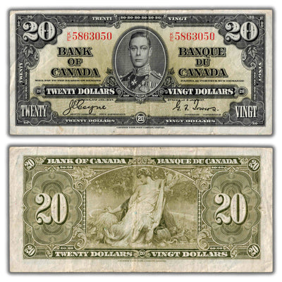 $20 1937 Bank of Canada Note Coyne-Towers K/E Prefix BC-25c - VF