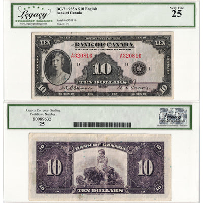 $10 1935 Bank of Canada Note English Text BC-7 - Legacy VF-25