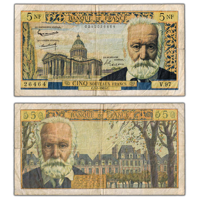 France 1963 5 New Francs Note P #141a - Pinholes