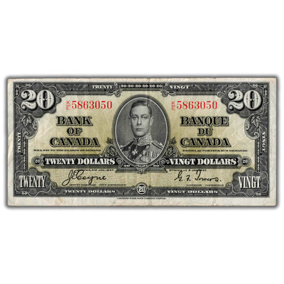 $20 1937 Bank of Canada Note Coyne-Towers K/E Prefix BC-25c - VF