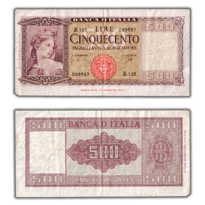 Italy 1947 500 Lire Note P #80a
