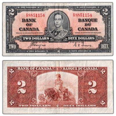 $2 1937 Bank of Canada Note Coyne-Towers E/R Prefix BC-22c - VF