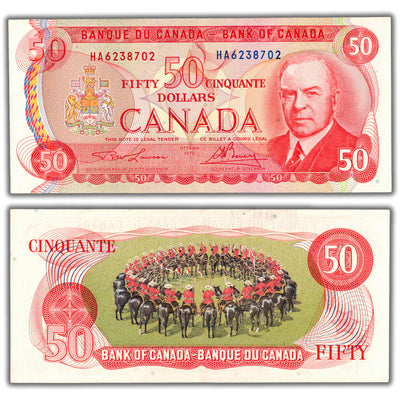 SOLD $50 1975 Bank of Canada Note Lawson-Bouey HA Prefix BC-51a - AU