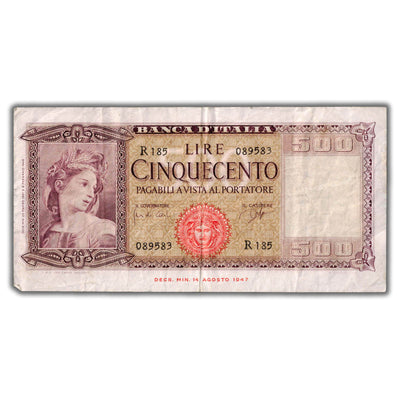 Italy 1947 500 Lire Note P #80a