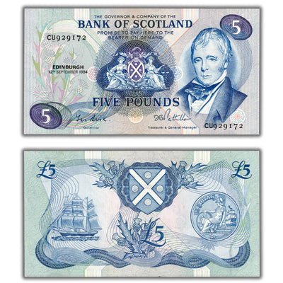 Bank of Scotland 1984 5 Pounds Note P #112f - UNC