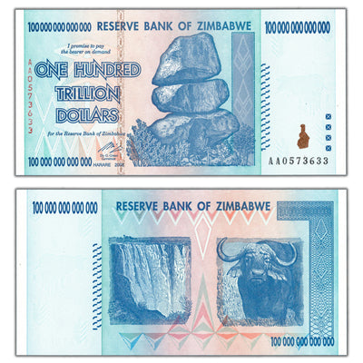 SOLD Zimbabwe 2008 100 Trillion Dollars Note P #91 - Uncirculated