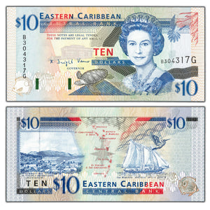 SOLD East Caribbean States ND (1994) $10 Ten Dollars Note P #32 - UNC