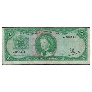 SOLD Trinidad And Tobago 1964 $5 Note P #27c - Writing