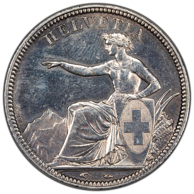 SOLD Switzerland 1850-A 5 Francs Silver Coin - Cleaned