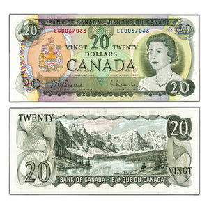 SOLD $20 1969 Bank of Canada Note Beattie-Rasminsky EC Prefix BC-50a - AU/UNC