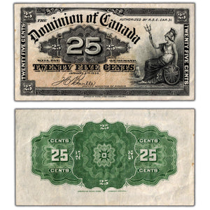 SOLD 25 Cents 1900 Dominion of Canada Shinplaster Note Boville DC-15b - VF/EF