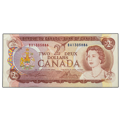 SOLD $2 1974 Bank of Canada Note Lawson-Bouey BA Prefix BC-47a - EF/AU