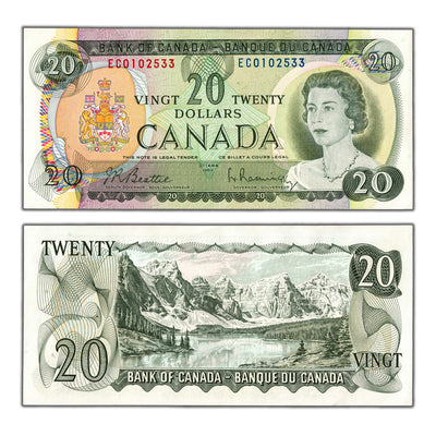 $20 1969 Bank of Canada Note Beattie-Rasminsky EC Prefix BC-50a - Uncirculated