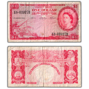 SOLD British Caribbean Territories 1962 $1 One Dollar Note P #7c