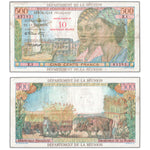 Reunion ND (1967-71) 500 / 10 New Francs Note P #54b - VF
