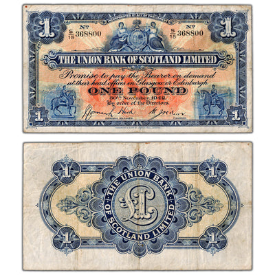 Scotland The Union Bank of Scotland Limited 1942 1 One Pound Note P #S815c - F/VF
