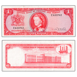 SOLD Trinidad & Tobago 1964 $1 One Dollar Note P #26b - Staple Hole