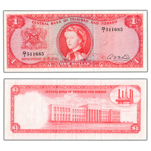 SOLD Trinidad & Tobago 1964 $1 One Dollar Note P #26b - Crisp VF/EF